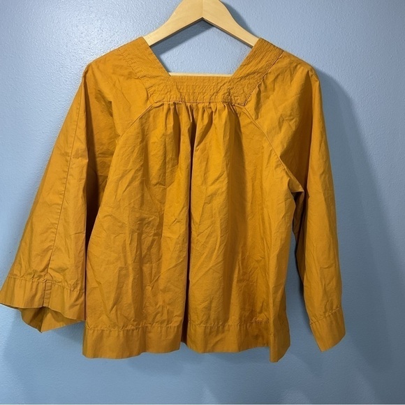 Madewell Square-Neck Top XSmall Gold mustard color T21 - Picture 7 of 11